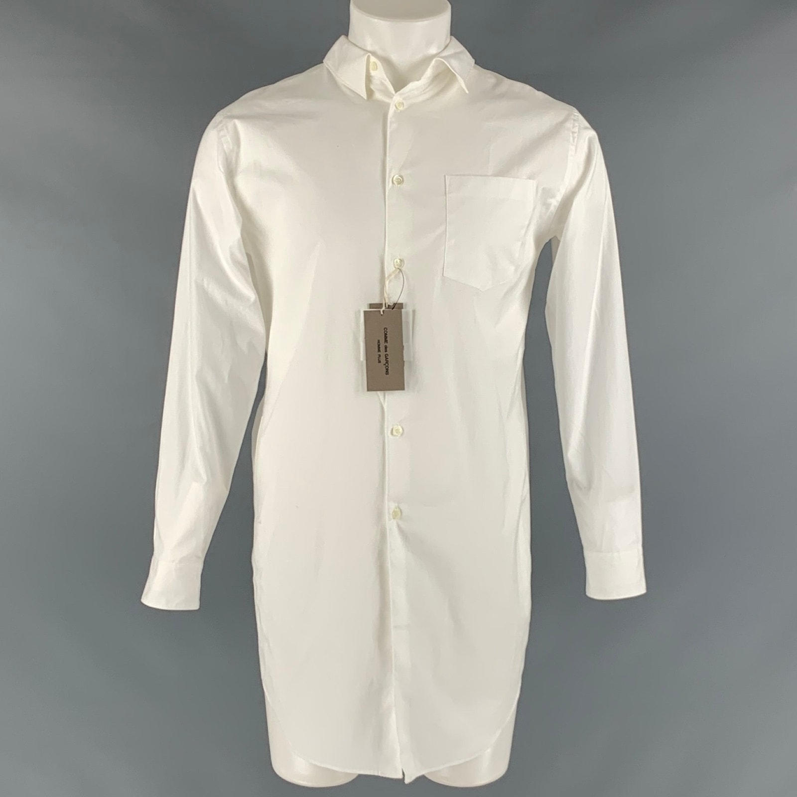 Comme Des Garcons Homme Plus Size S White Gold Embellishment Long Sleeve Shirt